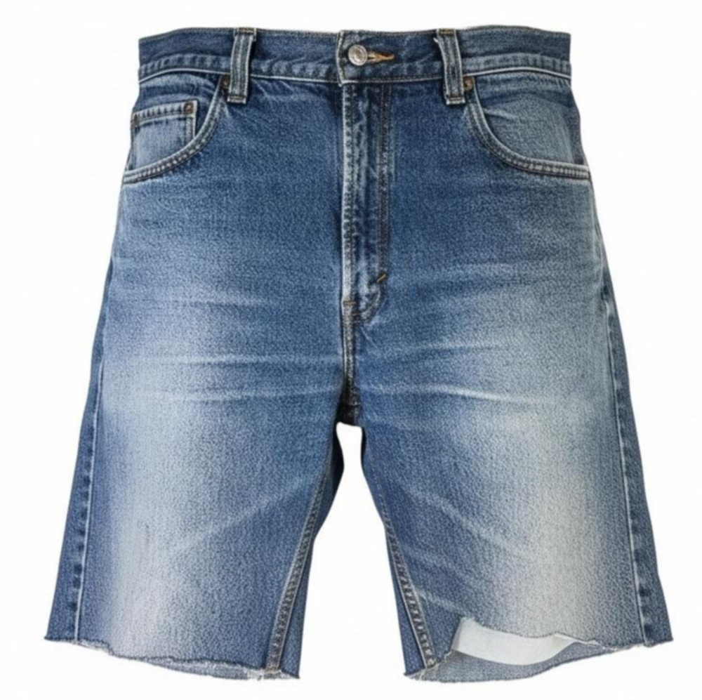 Levis 505 Shorts Mens 36 Blue Denim Bermuda Cutoff Raw Hem Distressed 5-Pocket